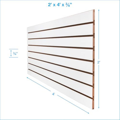 SSWBasics White Slatwall Panels, 2 x 4 ft Slat Wall for Garage, Pack of 2