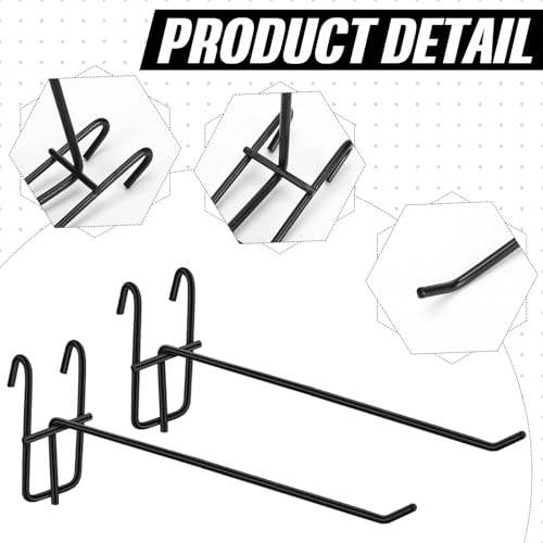 Moxweyeni 25 Pack Grid Wall Hooks, 8 Inch Black Gridwall Hanger - color: Black, size: 8 Inch