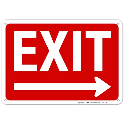 Exit Sign, with Right Arrow - size: 10x7