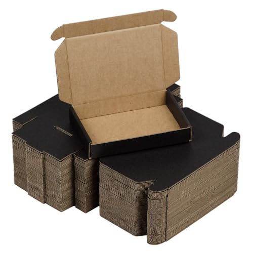 SUNLPH 50 Pack 6x4x1 Inches Small Shipping Boxes, Black Corrugated Cardboard Boxes, Moving Mailing Packing Box - color: Black, size: 6x4x1