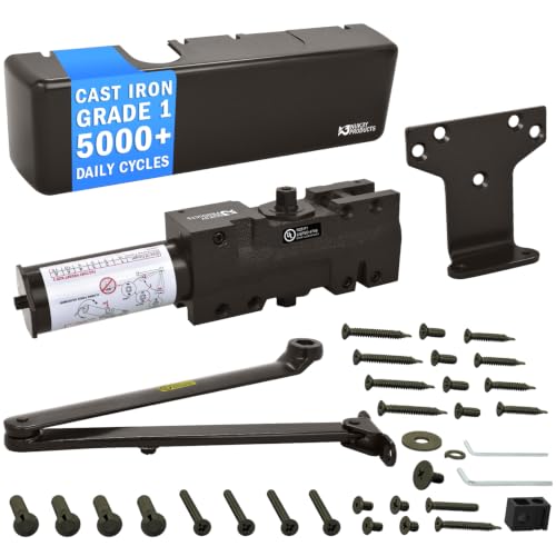Nuk3y 4400 Series Grade 1 Cast Iron Door Closer, Multi-Mount, Adjustable Size 1-6, ADA Compliant, UL Listed (Duronotic)