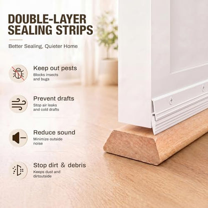 FoldTier 2 Pcs All-Season Door Sweep for Bottom of Door, 1-5/8 x 36 Inch
