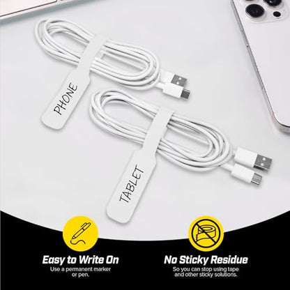 Wrap-It Storage Cable Labels - Large (30-Pack) White - color: White, size: Large