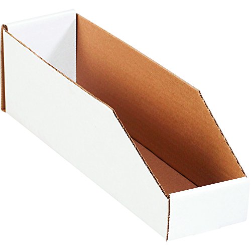 Box USA BBINMT415 Open Top Bin Boxes, 4" x 15" x 4 1/2", Oyster White (Pack of 50) - color: White, size: 4" x 15" x 4 1/2"
