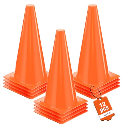 12 Inch Traffic Cones,12pcs Training Sports Cones,Parking Cones - color: orange