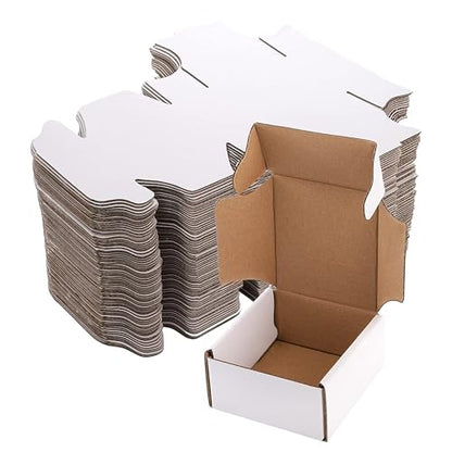 Cedilis 75 Pack Corrugated Mailer, 4x4x2 Inches Shipping Boxes, Small Cardboard Box for Shipping Mailing and Storing, Recyclable, Crush Proof, Oyster White - size: 4x4x2 Inches