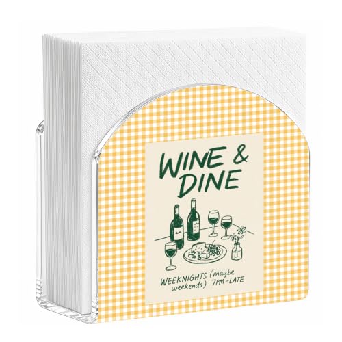 Wine Dine Wine Bottle Print Acrylic Napkin Holder for Wine Bar Table Decor - color: Wine Dine