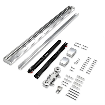 Sdstone 34” Concealed Barn Door Hardware Kit with Soft Close Mechanism,Hidden Ghost Barn Door Hardware Kit for Door Opening Width 26" to 30", Wall Mount Aluminum Track (Door not Included) - size: 34IN