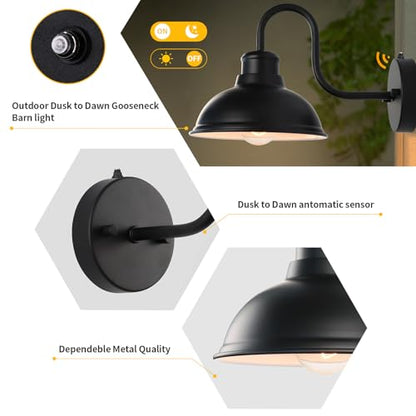 Dusk to Dawn Barn Lights Outdoor Wall Light 8" Exterior Lighting Fixtures - size: 8*7.76*12.75 inches