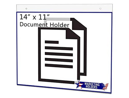 10 Pack Sign Holder 14 by 11 Inch Ad Frame with Holes and Hardware Certificate Warnings Notice Holder Hours of Operation Sign Sleeve Horizontal Clear Acrylic by Marketing Holders - size: 14" w x 11" h