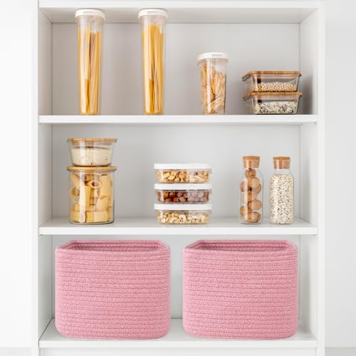 OIAHOMY 3 PACK Cube Storage Bins Storage Baskets Shelf Bins Pink - color: Pink