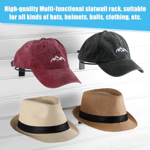 Kigley 6 Pcs Wire Hat Display for Baseball Caps Black Metal Slatwall Accessories Rack Retail Shelves for Merchandise Door Closet Office Bedroom(Round Brim,Black) - style: Round Brim