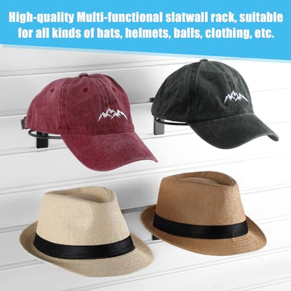 Kigley 6 Pcs Wire Hat Display for Baseball Caps Black Metal Slatwall Accessories Rack Retail Shelves for Merchandise Door Closet Office Bedroom(Round Brim,Black) - style: Round Brim