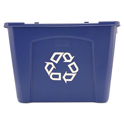 Rubbermaid Commercial Products Stackable Recycling Bin, 14 Gallon, Blue Storage Container, for Garage/Kitchen use for Boxes/Paper Recycle (Pack of 1) - size: 14G