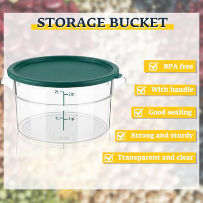 Ziliny 1 Pcs 2 Qt Dough Proofing Container with Lid and Green Scale, Green - color: Green, size: 2 Qt