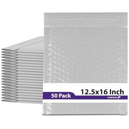 #6 Poly Bubble Mailer 12.5 x 16 (50 Pack), Lightweight Water/Dust/Shock/Tear Resistant Padded Shipping Envelopes for Book, Magazine, Documents - size: 50 Pack
