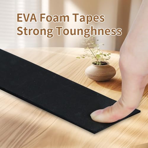 ZOMPAGO Single Sided Foam Weather Stripping Tape Black,2.4in x 16.4FT - color: Black, size: 2.4in x 16.4FT