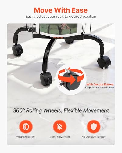 VEVOR Greeting Cards Display Rack, 32 Pockets Rotating Postcard Brochure Display Stand, 360° Spinning Card Display Rack with Sign Holder & 4 Wheels (2 Lockable) for Exhibitions Office Trade Show - size: without wheels