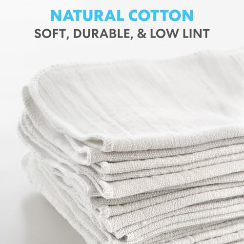 Simpli-Magic Cotton Shop Towels 14"x12" (100 Pack) – Reusable Cleaning Shop Rags for Automobiles, Industries, Garage and Homes (White) - color: White, size: 100 Pack