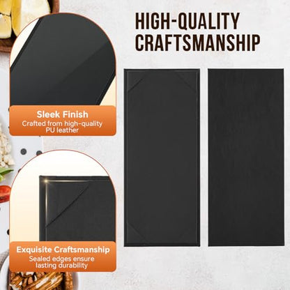 MYFULLY 1-View Menu Holders Covers 4.25"x11" 12PCS PU Leather for Restaurants