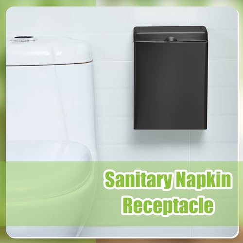 Tioncy 4 Pcs Sanitary Napkin Receptacle Wall Mounted,Black - color: Black