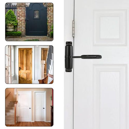 2PCS Automatic Door Closer, Safety Spring Door Closer, Adjustable Soft Door Closer, Easy to Install to Convert Hinged Doors, Black Auto Door Closers for Home