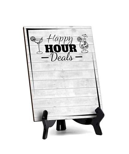 Happy Hour Deals 6x8 Dry Wipe Table Sign (6x8) Easy Installation | Restaurant & Bar | Perfect To Clearly Direct Customers & Advertise Specials | No Pen Included - style: Happy Hour Deals