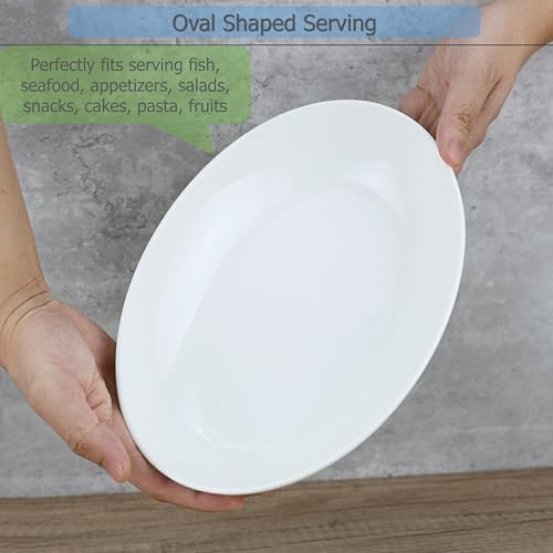 EIKS Ceramic Deep Plates Oval Shaped Dishes, Size of L10.8 x W7.7 - size: L Size (L10.8" x W7.7")