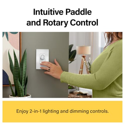 Legrand 450W Deco Rotary LED Dimmer Light Switch 3-Way White 1 Pack - size: 1 Count (Pack of 1)