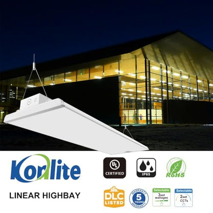 Konlite Pack of 2 ALTA LED High Bay Light - 4FT - 225W/195W/175W - 37,600 Lumens - 5000K/4000K Selectable - 120-277V - 600W Metal Halide Equal - size: 2 PACK - 225W/195W/175W