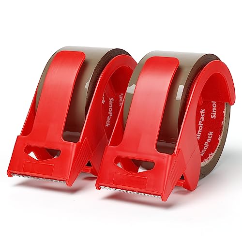 Heavy Duty Brown Packaging Tape 2Pack 1.88Inches X 55Yds with Dispenser Brown Packing Tape for Shipping and Moving, Strong Sealing on All Box Types - color: Brown