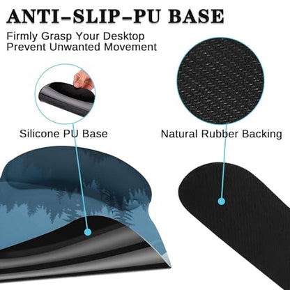 Arttown Keyboard Mouse Pad Set, 4 in 1 Desk Mat Set Mountains Blue - color: Blue Mountains