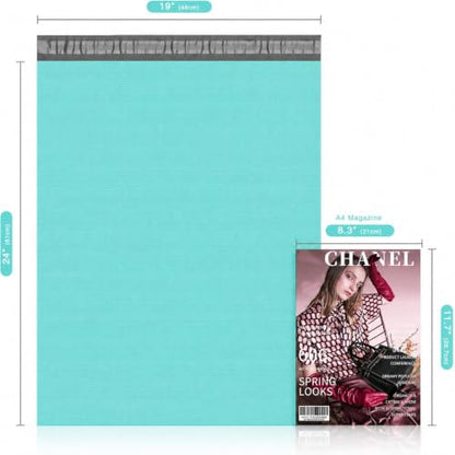 Fuxury Poly Mailers 19x24" 50 Pcs,Large Shipping Bags Embossed Dots Teal - size: 19x24'' 50pcs