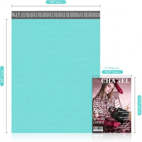 Fuxury Poly Mailers 19x24" 50 Pcs,Large Shipping Bags Embossed Dots Teal - size: 19x24'' 50pcs