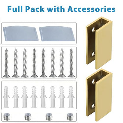 Alise Glass Shelf Brackets, Fits 8–12 mm Glass for Shower Use, 2 Pack - color: Gold Finish