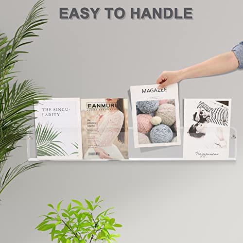 37.4" Magazine Holder,Acrylic Magazine Rack Wall Mounted,Clear Brochure Holder… - color: Clear