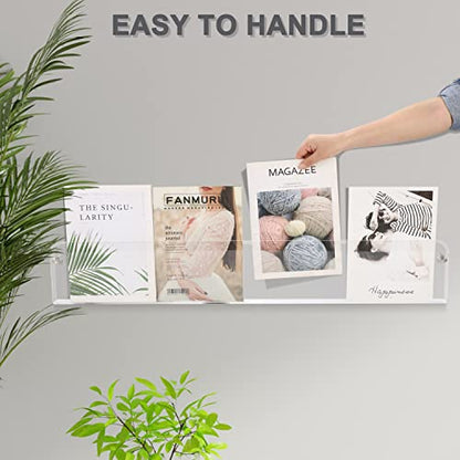 37.4" Magazine Holder,Acrylic Magazine Rack Wall Mounted,Clear Brochure Holder… - color: Clear