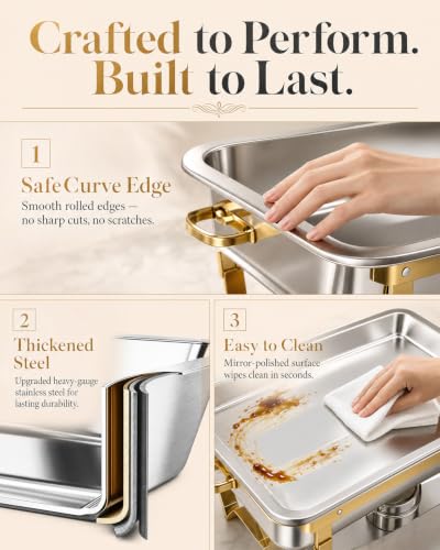 4 Pack 9QT Rectangular Chafing Dishes for Party Buffet Warmers with Lid