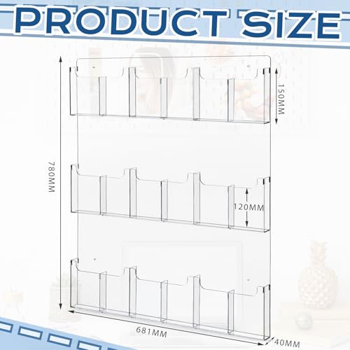 Sherr Acrylic Brochure Holder Wall Mount with Removable Dividers, Wide High Capacity Literature Display Stand for 4''x 9'', 8.5''x11'' Pamphlets, 26.7'' x 30.7'' for High-traffic Lobbies Events - size: 26.7'' x 30.7''
