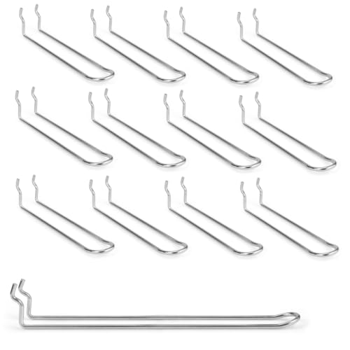 Pegboard Dual-arm Hooks 16pcs Heavy Duty Tool Hanging Holders (Silver, 10") - color: Silver, size: 10 Inch
