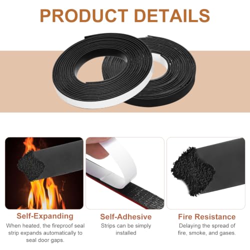 Smoke Fire Seal Strip 9.8Ft 12mm/0.47" Wx 2mm/0.08" T Black - color: Black, size: 9.8FT x 12mm / 0.47" W x 2mm / 0.08" T
