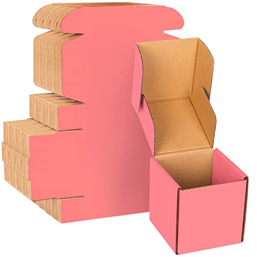 4x4x4 Pink Cardboard Corrugated Boxes - 30 Pack Small Shipping Boxes for Mailing & Packaging - color: Pink, size: 4 x 4 x 4
