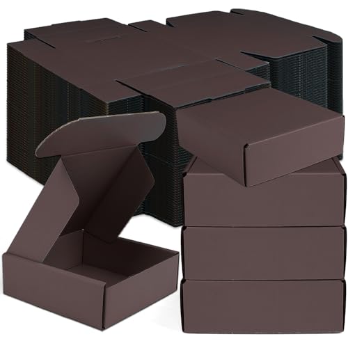 Small Shipping Boxes, 50 Pack Cardboard Box Corrugated Mailer Boxes Small Corrugated Boxes For Shipping Packaging Craft Gifts Giving Products, 6 x 4 x 1.6 Inches (Brown) - color: Brown