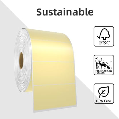 1000 2x1 Thermal Labels Roll, HUOJI Yellow Shipping Barcode Labels - color: Yellow, size: 2x1