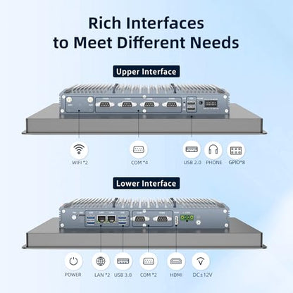 15" Fanless Industrial Panel PC, All-in-One Touchscreen Computer