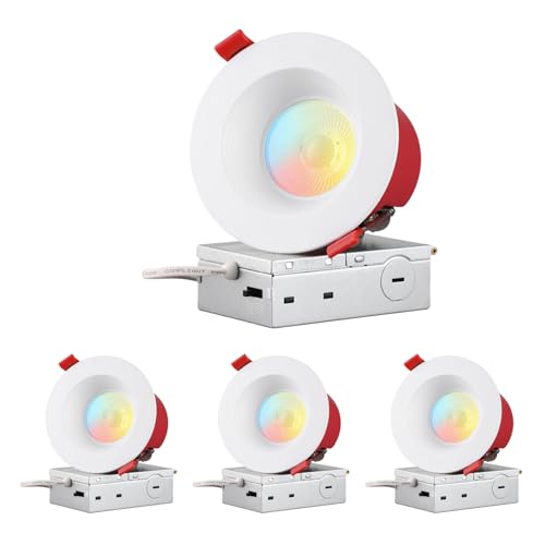 TORCHSTAR 4-Pack 4 Inch 2 Hour Fire Rated LED Recessed Light, Deep Baffle - size: 4 Inch