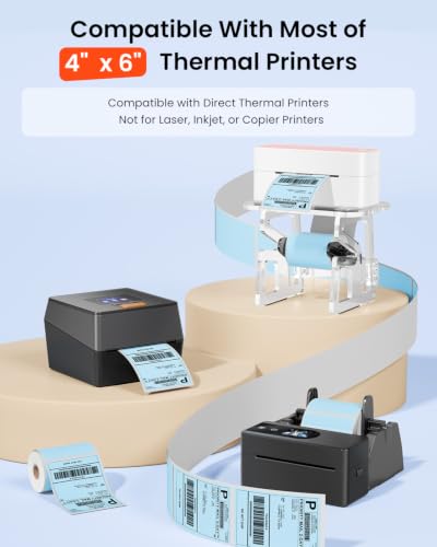 Phomemo 4x6 Blue Thermal Label, Shipping Labels Pack of 250 4x6 Roll Labels, Compatible with Phomemo, Zebra, Rollo, Jadens and Other Thermal Printers - color: Blue-250