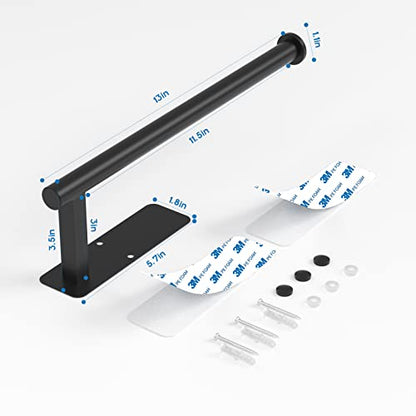 ASTOFLI Paper Towel Holder Under Cabinet No Drilling, Self Adhesive Paper Towel Holder Wall Mount for Kitchen Rack, Under Counter Napin Holder No Drill, 304 Stainless Steel Matte Black - color: Black