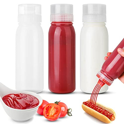 Porous Condiment Squeeze Bottles, Salad Dressing Container, Squeeze Bottles for Sauces, Botellas Exprimibles de Condimentos 3-Pack 13 oz (380ml), Syrup Dispenser Great for Ketchup, Salad, BBQ Sauce,