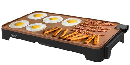 bella XL 12"x22" Electric Ceramic Titanium Non-Toxic Griddle, Copper/Black - color: Copper